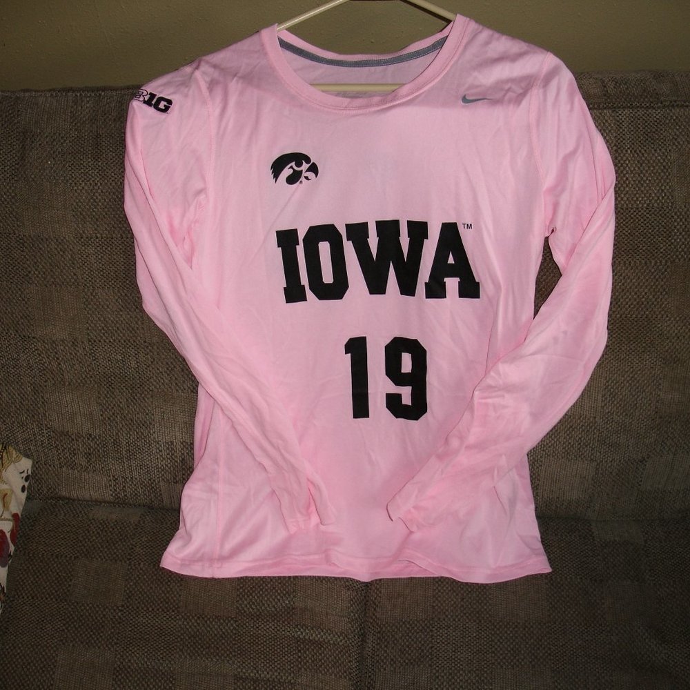 Nike Dri-Fit Iowa Hawkeyes Long Sleeve Volleyball Jersey - Pink - Go Hawks !!!!!